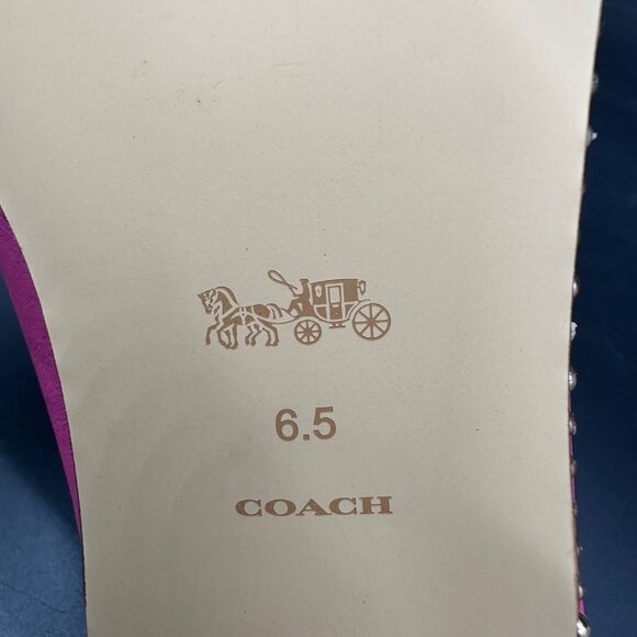 Coach Womens Petunia Pink Vae Leather Skimmer Flats Box Pointed Toe Size 6.5 - Picture 9 of 13